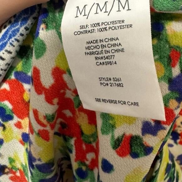 Cabi Devon Romper Floral Fiesta Colorful V Neck Drawstring Waist Size Medium - Picture 8 of 10